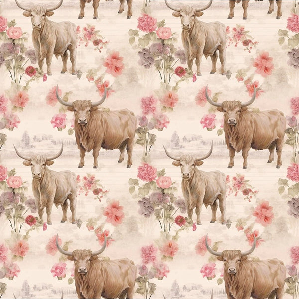 Highland Cows Pattern 13 Fabric - ineedfabric.com