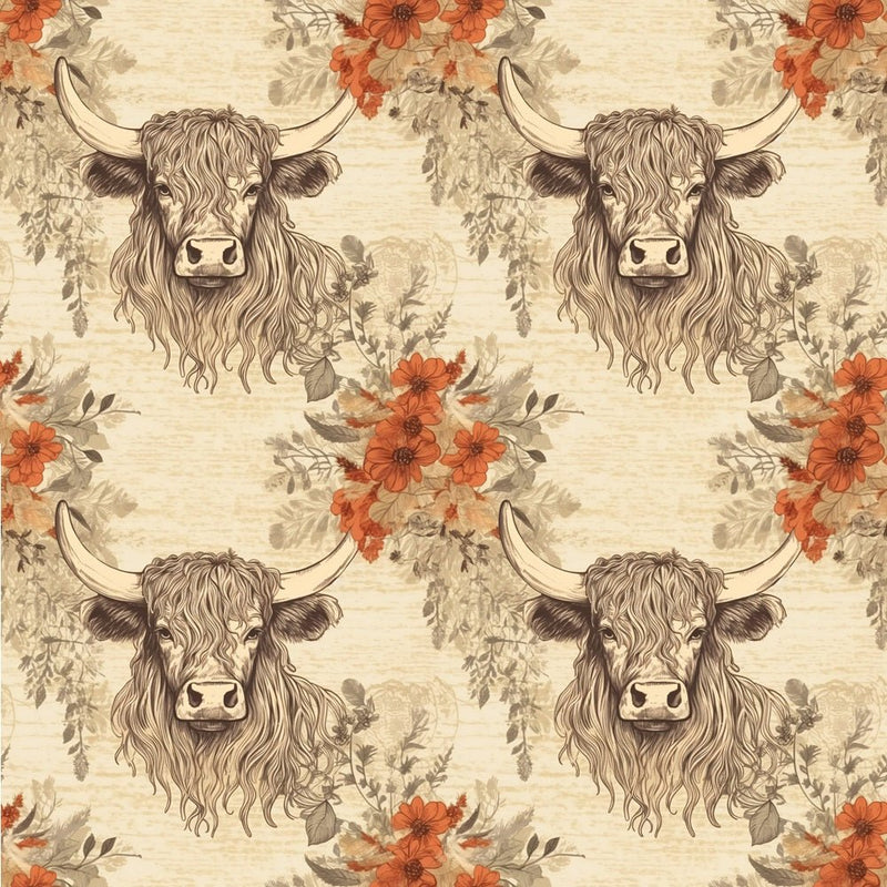 Highland Cows Pattern 14 Fabric - ineedfabric.com