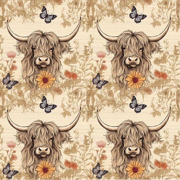 Highland Cows Pattern 15 Fabric - ineedfabric.com