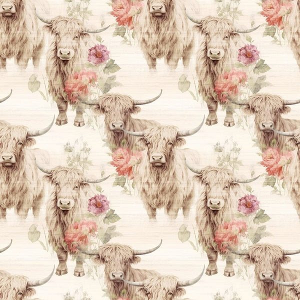 Highland Cows Pattern 8 Fabric - ineedfabric.com