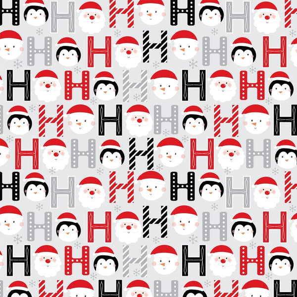 Ho Ho Ho Christmas Fabric - Gray - ineedfabric.com