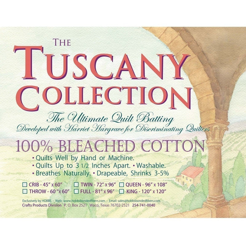 Hobbs Tuscany 100% Bleached Cotton Batting - Crib Size 45 x 60