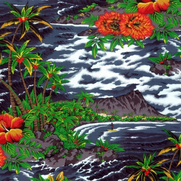 Hoffman, Tropical Island Fabric - Charcoal - ineedfabric.com