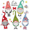 Holiday Gnomes, Cartoon Holiday Theme Gnomes Fabric Panel - White - ineedfabric.com