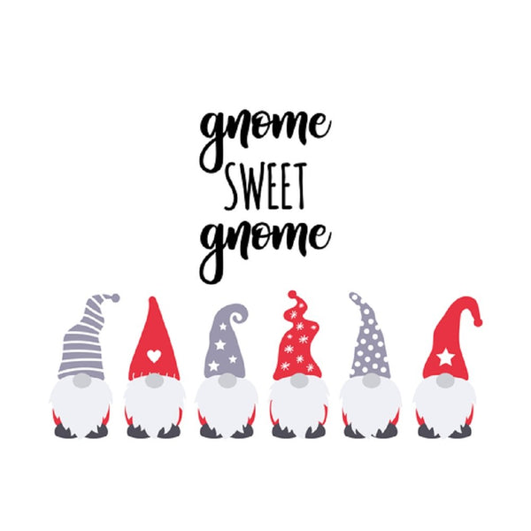 Holiday Gnomes, Gnome Sweet Gnome Fabric Panel - White - ineedfabric.com
