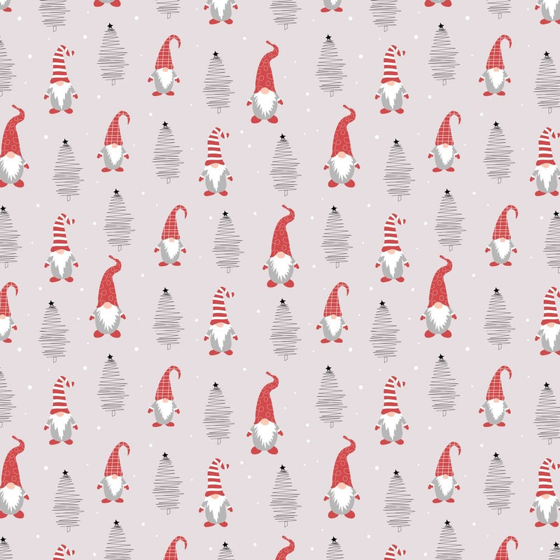 Holiday Gnomes, Hand Drawn Trees And Dots Fabric - Pale Pink - ineedfabric.com