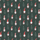 Holiday Gnomes, Hand Drawn Trees Fabric - Black - ineedfabric.com