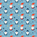 Holiday Gnomes, Snowflakes & Dwarfs - Blue - ineedfabric.com