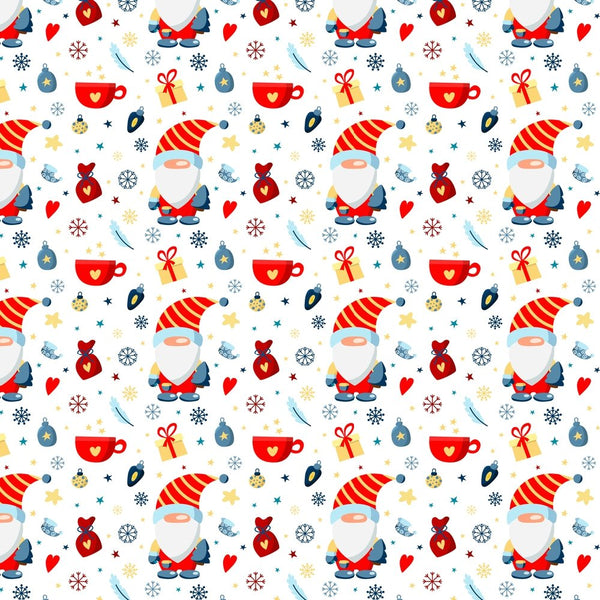 Holiday Gnomes, Snowflakes & Gifts - Red - ineedfabric.com
