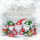 Holiday Gnomes, Snowy Christmas Gnomes Fabric Panel - White - ineedfabric.com