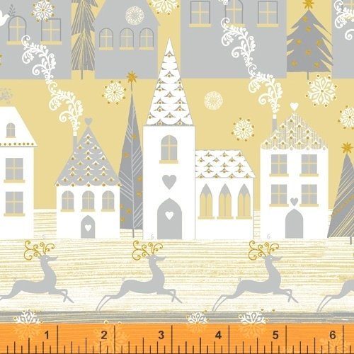 Holiday Village Fabric - Silver - ineedfabric.com