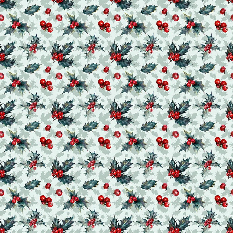 Holly Berries Allover Fabric - Green - ineedfabric.com