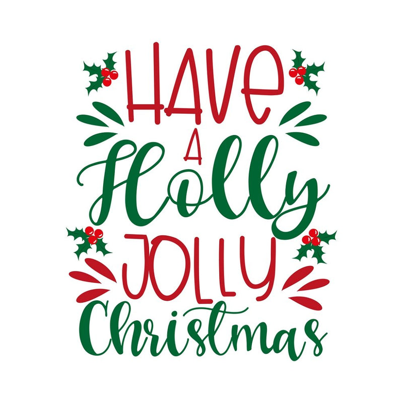 Holly Jolly Christmas Fabric Panel - White - ineedfabric.com