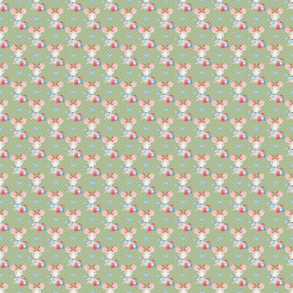 Holly Jolly Mouse Fabric - Green - ineedfabric.com