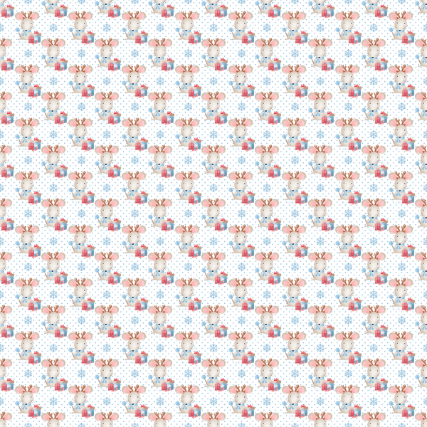 Holly Jolly Mouse Fabric - White - ineedfabric.com