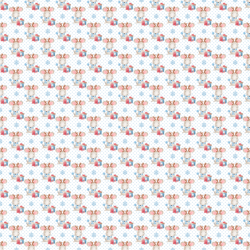 Holly Jolly Mouse Fabric - White - ineedfabric.com