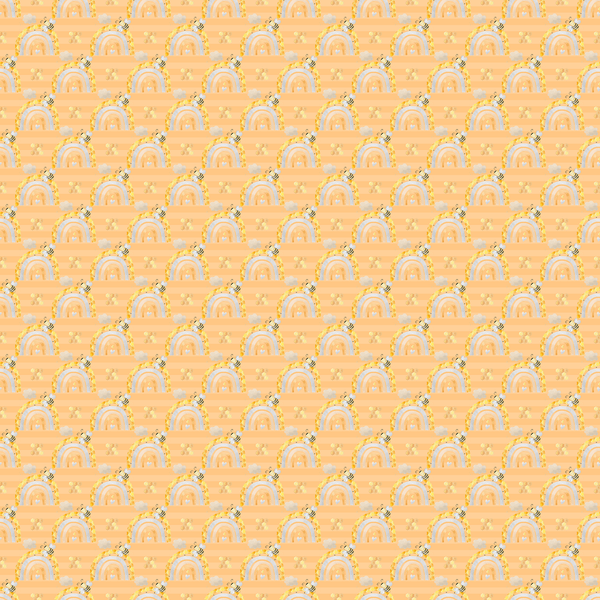 Honey Comb Rainbows on Striped Fabric - Yellow - ineedfabric.com