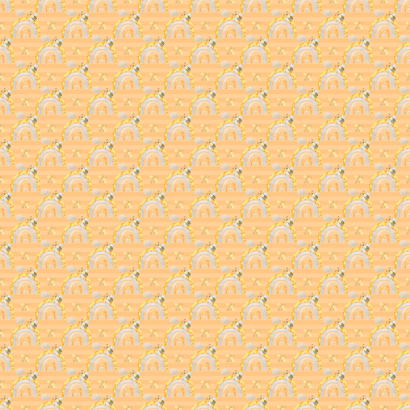 Honey Comb Rainbows on Striped Fabric - Yellow - ineedfabric.com