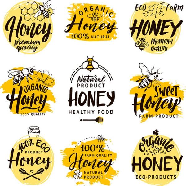 Honey Logos Fabric Panel - White - ineedfabric.com