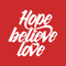 Hope Believe Love Fabric Panel - Red - ineedfabric.com