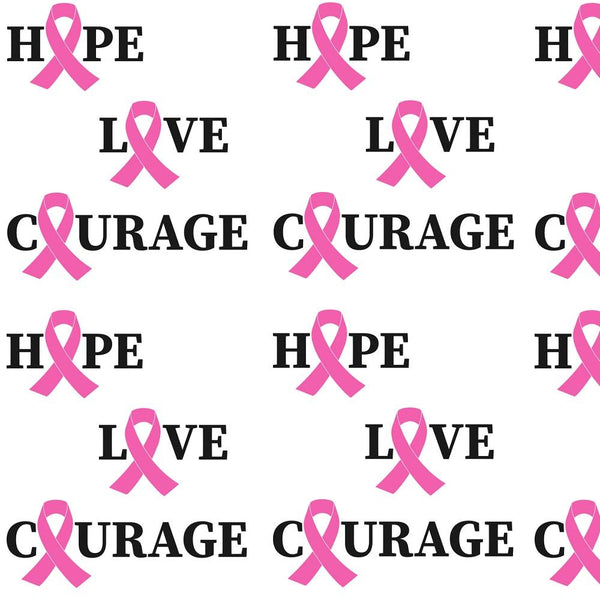 Hope, Love, Courage Breast Cancer Fabric - ineedfabric.com