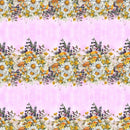 Horizontal Chamomile Flowers Border Fabric - Pink - ineedfabric.com