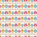 Horizontal Owls And Flowers Fabric - Multi - ineedfabric.com