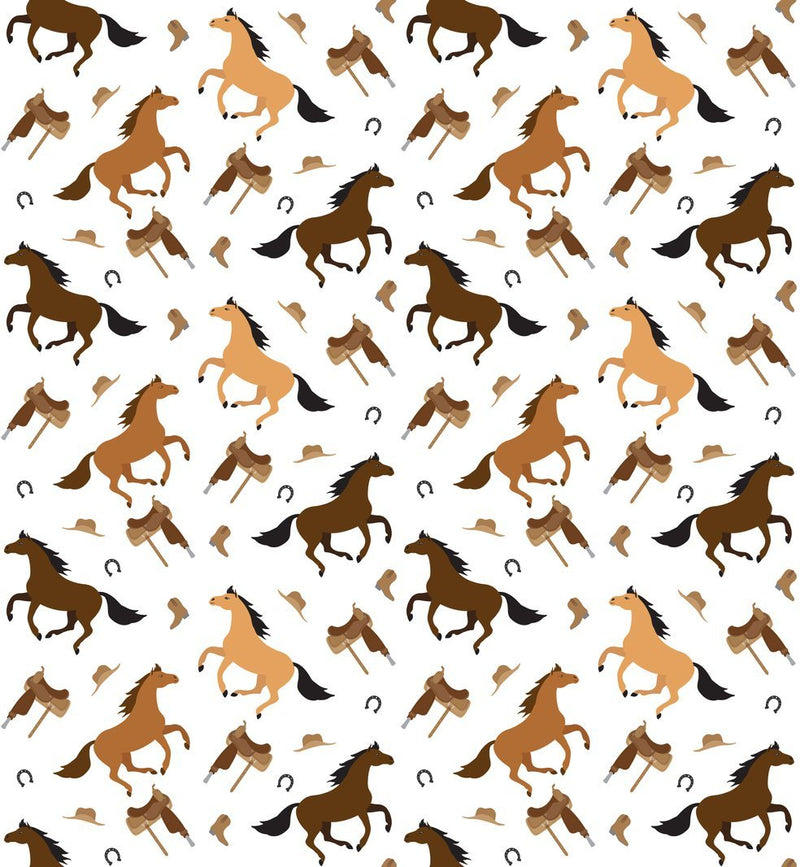 Horse & Saddle Allover Fabric - ineedfabric.com