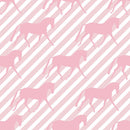 Horse Silhouettes on Diagonal Stripes Fabric - Pink - ineedfabric.com