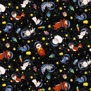 Hula Universe, Black Space Animals - ineedfabric.com