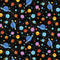 Hula Universe, Cosmic Space Fabric - Metallic and Black - ineedfabric.com