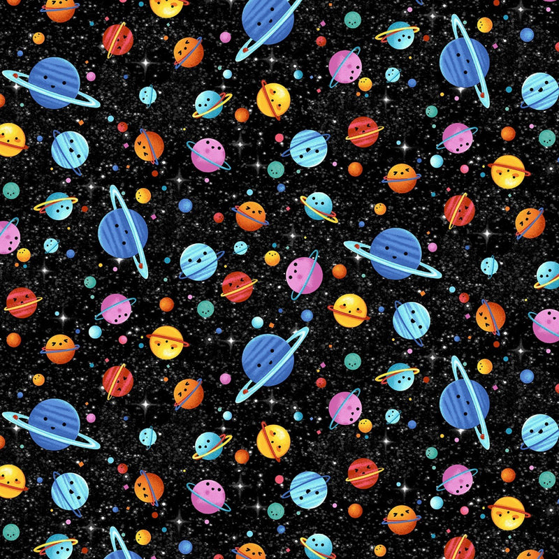 Hula Universe, Cosmic Space Fabric - Metallic and Black – ineedfabric.com