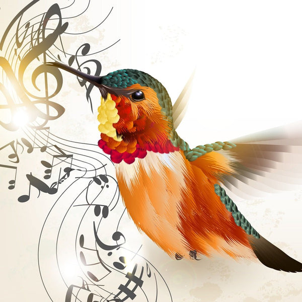 Hummingbird & Music Notes Fabric Panel - ineedfabric.com