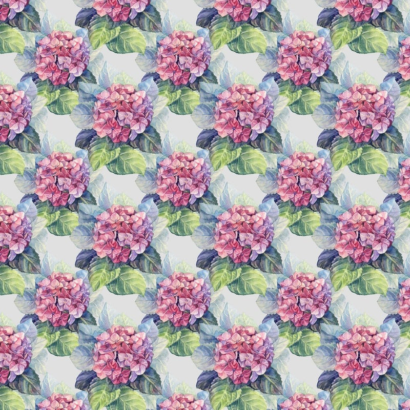 Hydrangea & Leaves Fabric - ineedfabric.com