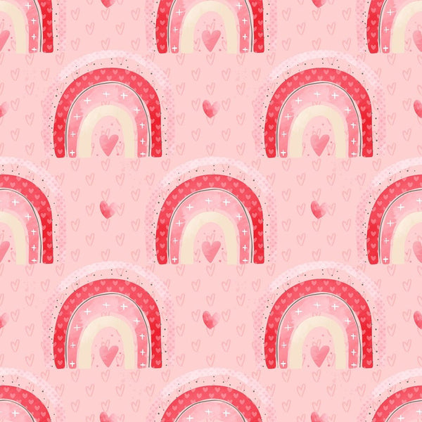 I Love You Gnomes Rainbows Fabric - Pink - ineedfabric.com