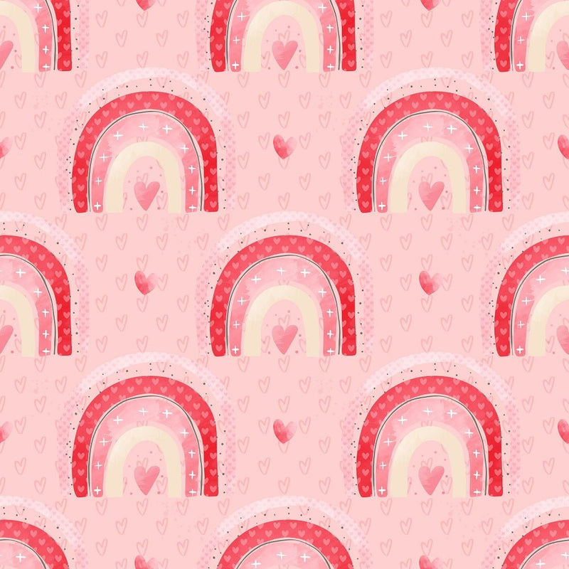 I Love You Gnomes Rainbows Fabric - Pink - ineedfabric.com