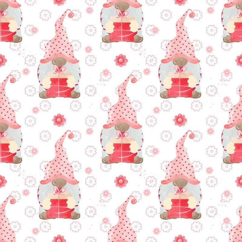 I Love You Gnomes with Present Fabric - White - ineedfabric.com