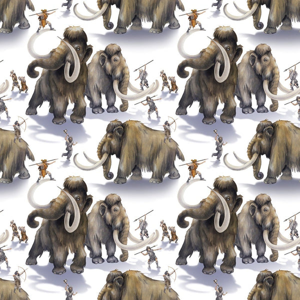 Ice Age Hunting Mammoths Fabric - ineedfabric.com