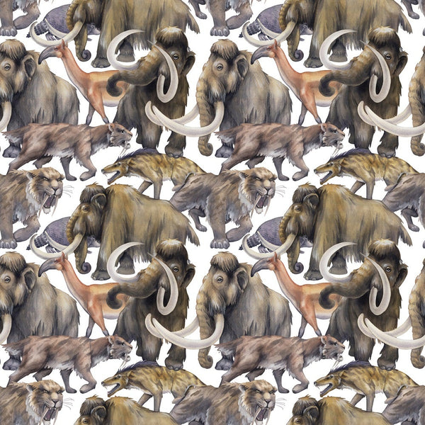 Ice Age Packed Prehistoric Animals Fabric - ineedfabric.com