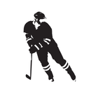 Ice Hockey Player Fabric Panel - Black - ineedfabric.com