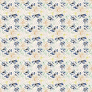 Indigo Blue Allover Floral Fabric - Tan - ineedfabric.com