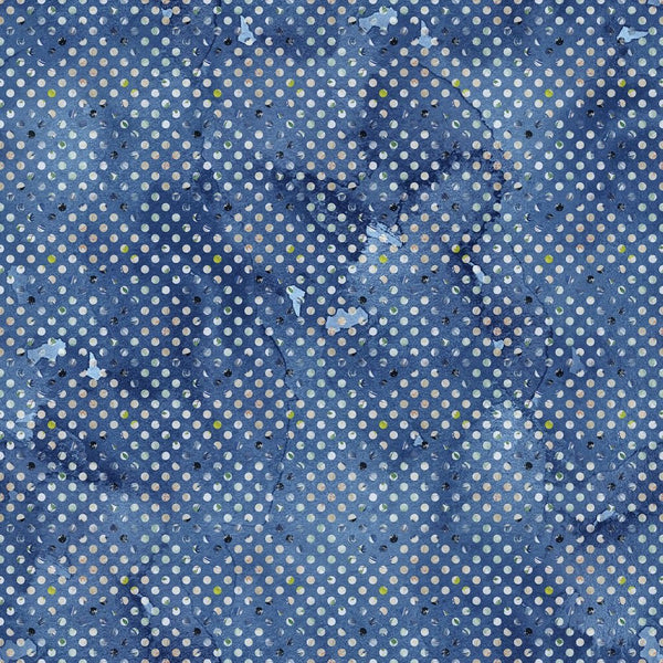 Indigo Blue Dots on Grunge Fabric - Blue - ineedfabric.com
