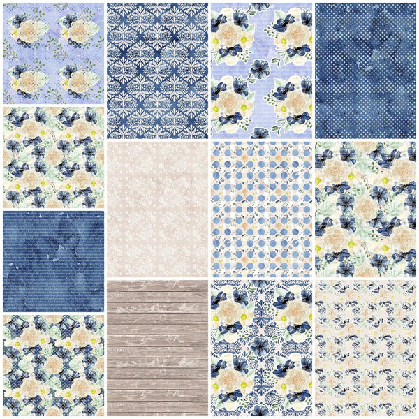 Indigo Blue Fat Quarter Bundle - 13 Pieces - ineedfabric.com