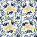 Indigo Blue Floral Bouquet on Florals Fabric - Blue - ineedfabric.com