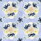 Indigo Blue Floral Bouquets on Text Fabric - Blue - ineedfabric.com