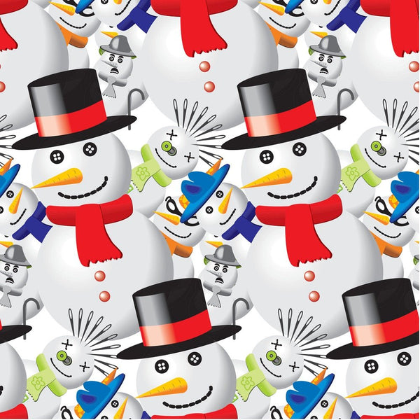 Insane Snowman Fabric - White - ineedfabric.com