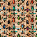 Insects On Wood Panels Fabric - ineedfabric.com