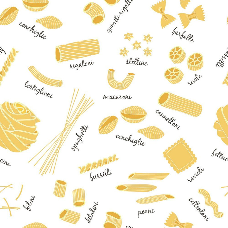 Italian Pasta & Names Fabric - ineedfabric.com