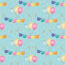 It's a Birthday Party Banners Fabric - Blue - ineedfabric.com