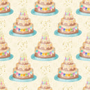 It's a Birthday Party Cake Fabric - Tan - ineedfabric.com